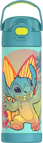 THERMOS FUNTAINER 16 Ounce Stainless Steel Vacuum Insulated Bottle with Wide Spout Lid, Apricot