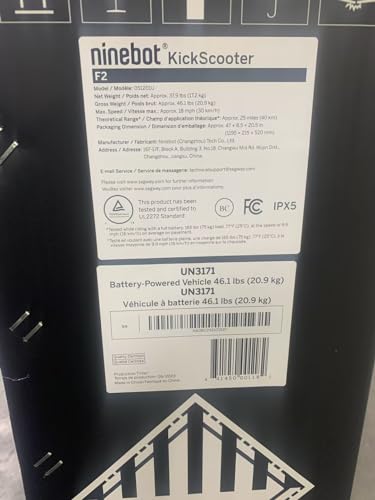 Segway Ninebot F2/F2 Pro Electric Scooter, Up to 20 MPH, Long Range, UL-2271 & UL-2272 Certified