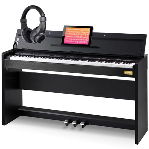 AODSK 88-Key Weighted Hammer Action Digital Piano with Speakers,Furniture Stand and Triple Pedals,Beginner's Course- Comes With Headphones,Piano Lessons,B-83S