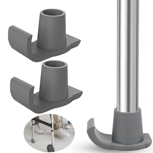 2Pcs Walker Ski Glides, Universal Fit, Easy to Use Rubber Walker Glides, Universal Replacement Glide Caps, Heavy Duty Coaster Skis for Medical Walker Black