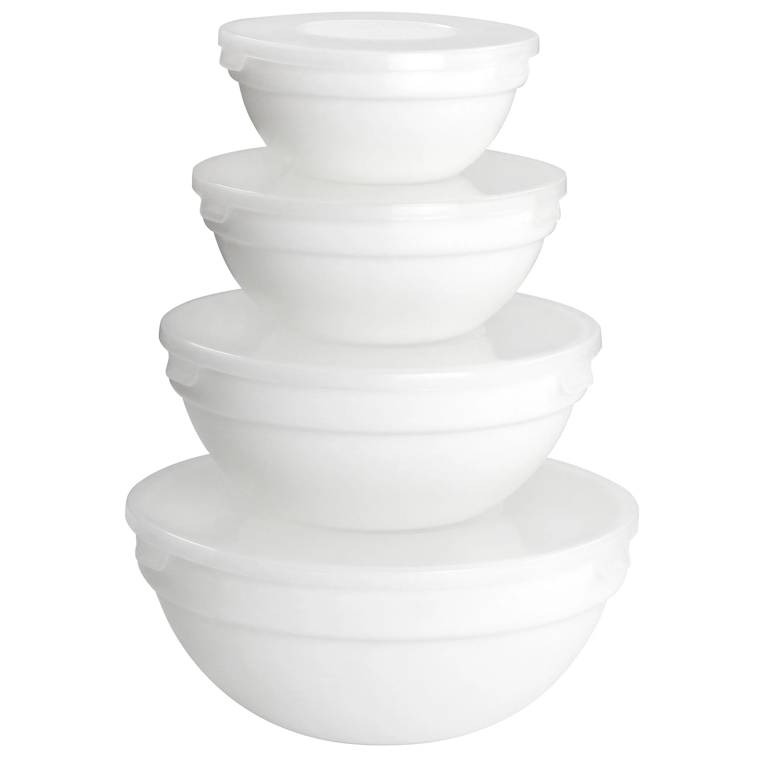 Ultra White Shadow 8 Piece Tempered Opal Glass Bowl and Lid Set in White