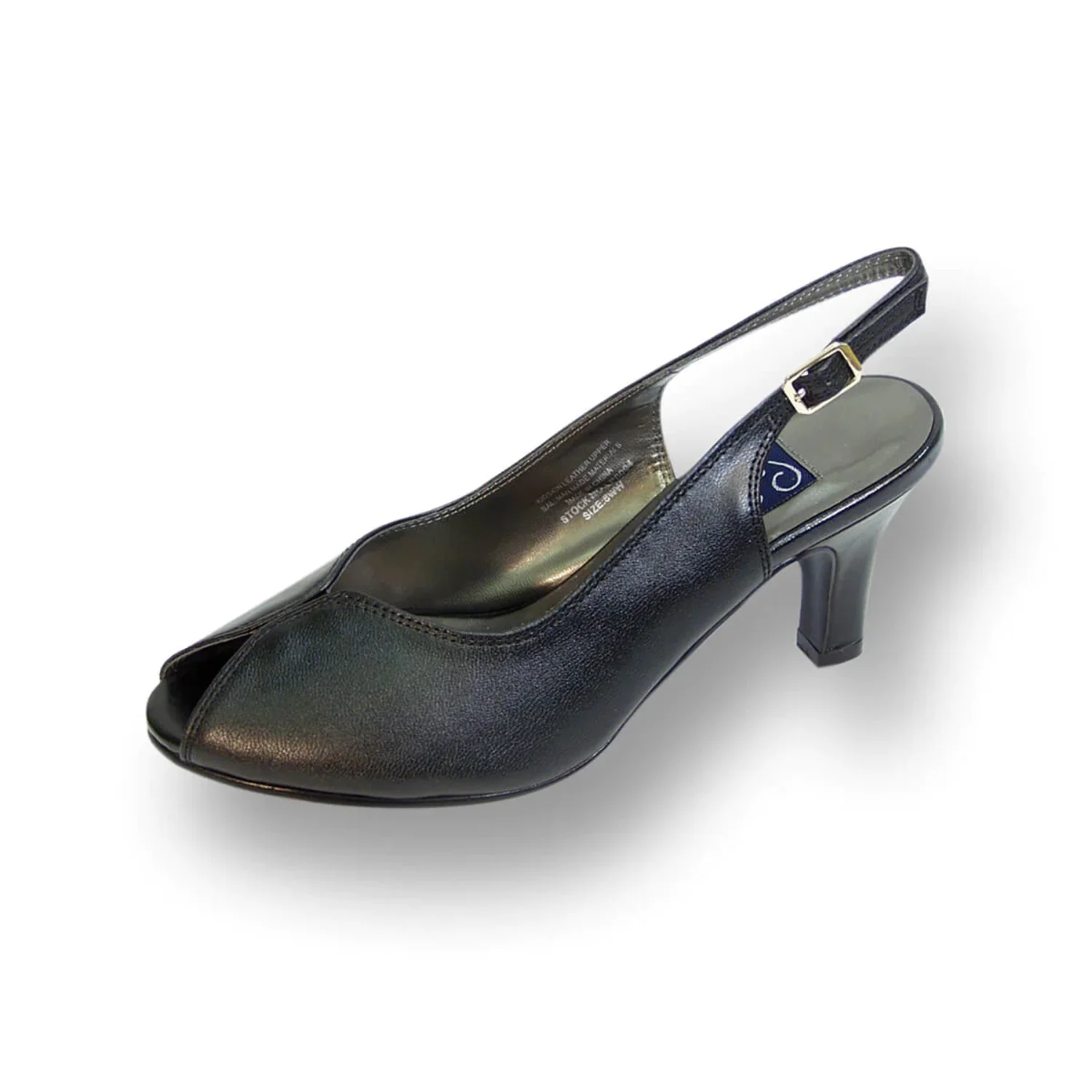 PEERAGE Zara Women's Wide Width Leather Slingback Pumps