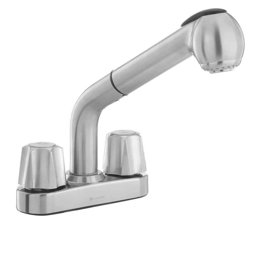 Glacier Bay HD67655-0008D2 4 in. 2-Handle Centerset Pull-Out Laundry Faucet in Stainless Steel 1002 501 066