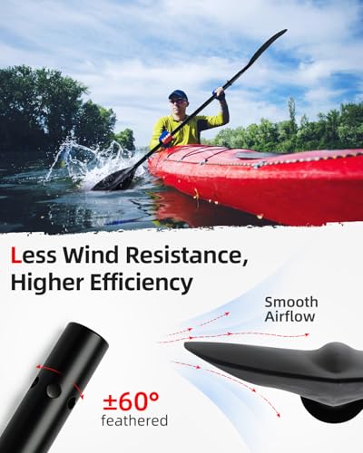 Abahub Adjustable Kayak Paddle 210-230 cm/ 230-250 cm Floating Kayaking Oars Boating Oars Canoeing Oars Black