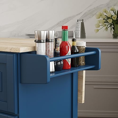Homestyles Dolly Madison Off-White Mobile Kitchen Island Cart with Wood Drop Leaf Breakfast Bar