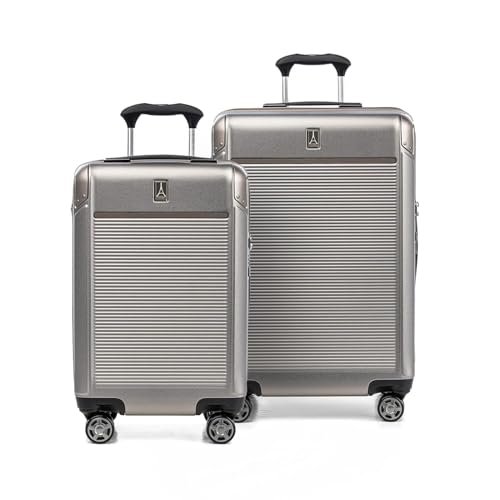 Travelpro Platinum Elite Hardside Expandable Carry on Luggage, 8 Wheel Spinner, TSA Lock, Hard Shell Polycarbonate Suitcase, Metallic Sand, Compact Carry on 20-Inch
