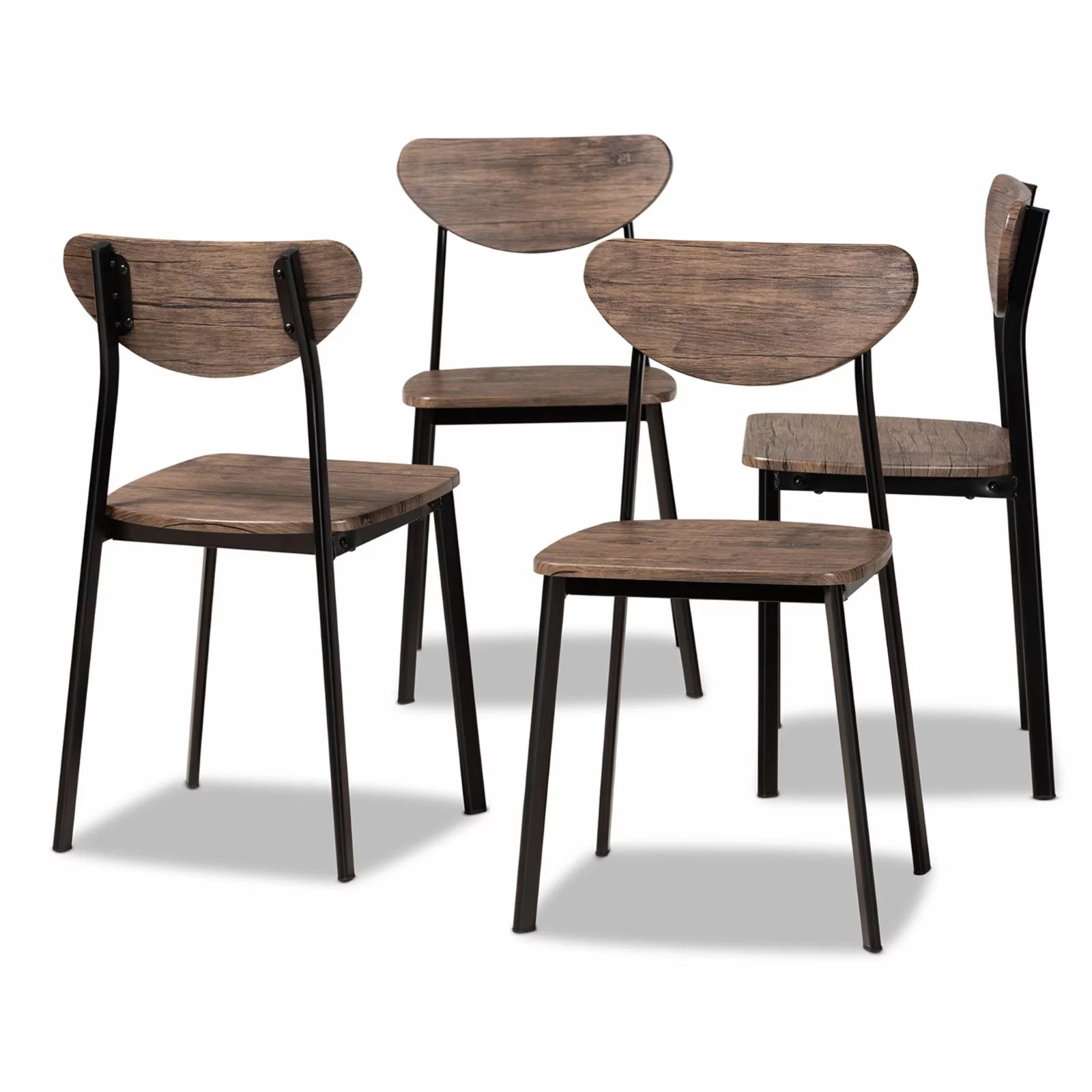 Baxton Studio Ornette Brown Finished Wood and Black Dining Chair (Set of 4)