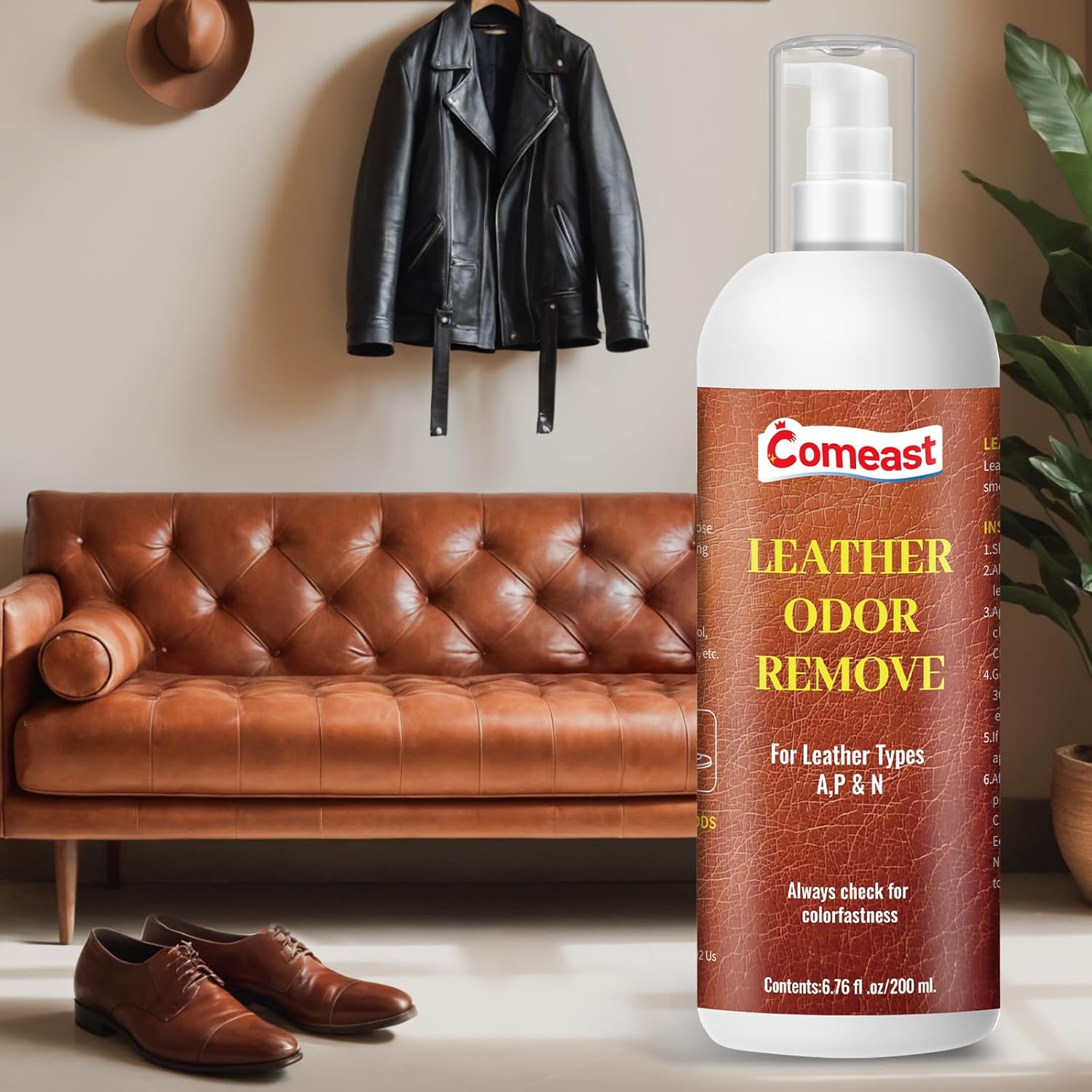 Leather Odor Remover, Leather Cream, Leather Cleaner and Leather Conditioner, Protect, Restore Leather Couches, Furniture, Car Interiors, Jackets, Shoes, Or Other Leather Items Unscented 6.76 Fl Oz