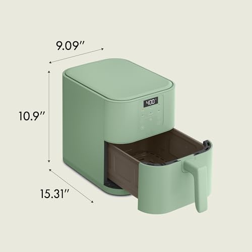 bella 4Qt Slim Air Fryer, Fits-anywhere™ Kitchenware, EverGood™ Ceramic Nonstick Coating, Adjustable Temperature, 6 Preset Cooking Options, 60 Min Auto Shutoff w Audible Tone, 3.3lb Capacity, Oatmilk