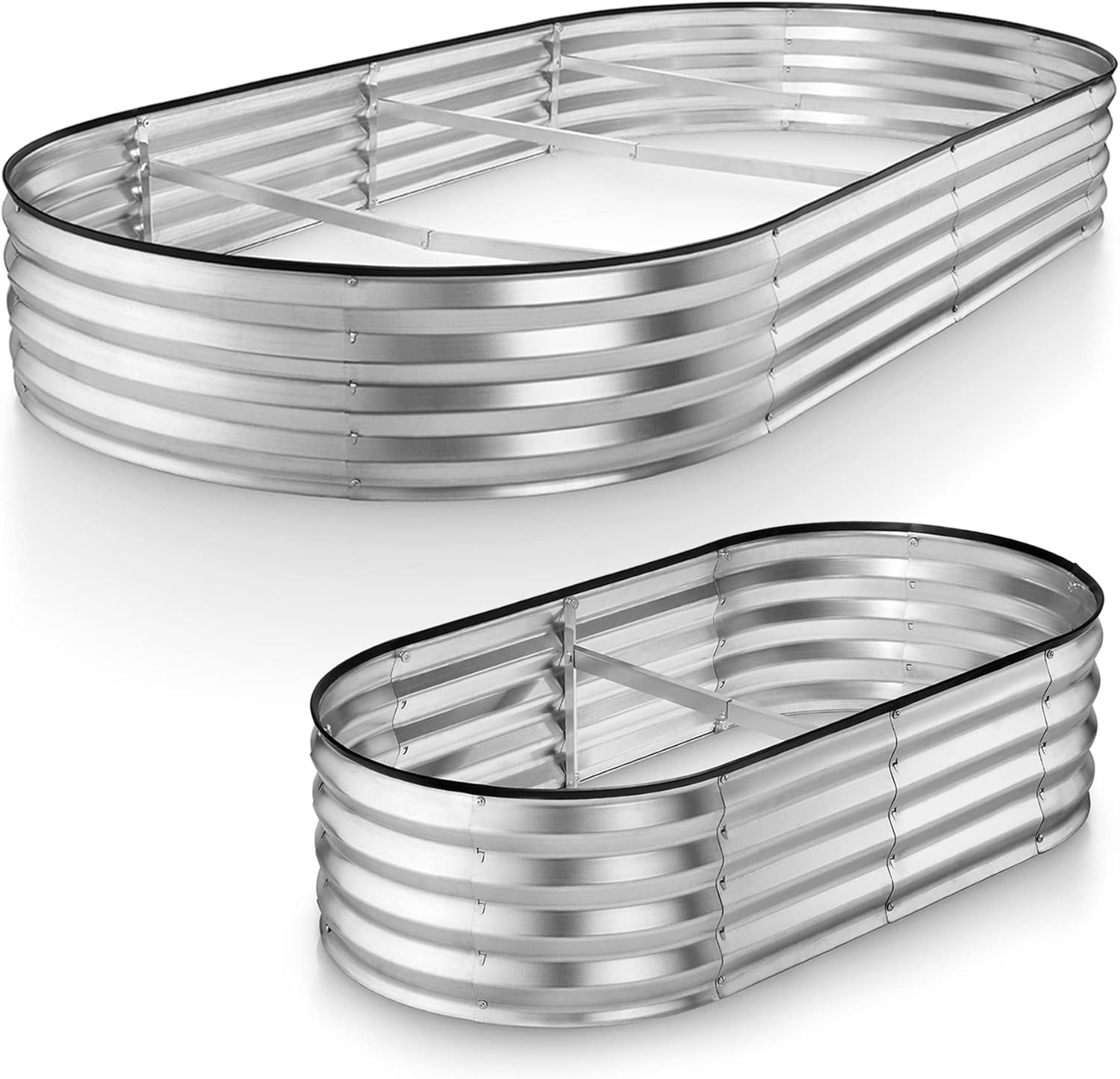 4×2×1 ft & 8×4×1 ft Galvanized Metal Raised Garden Bed for Outdoor Gardening // Easy-to-Assemble Garden Bed Kit for Vegetables and Plants // Sturdy Steel Raised Planter Box // Tool-Free Assembly