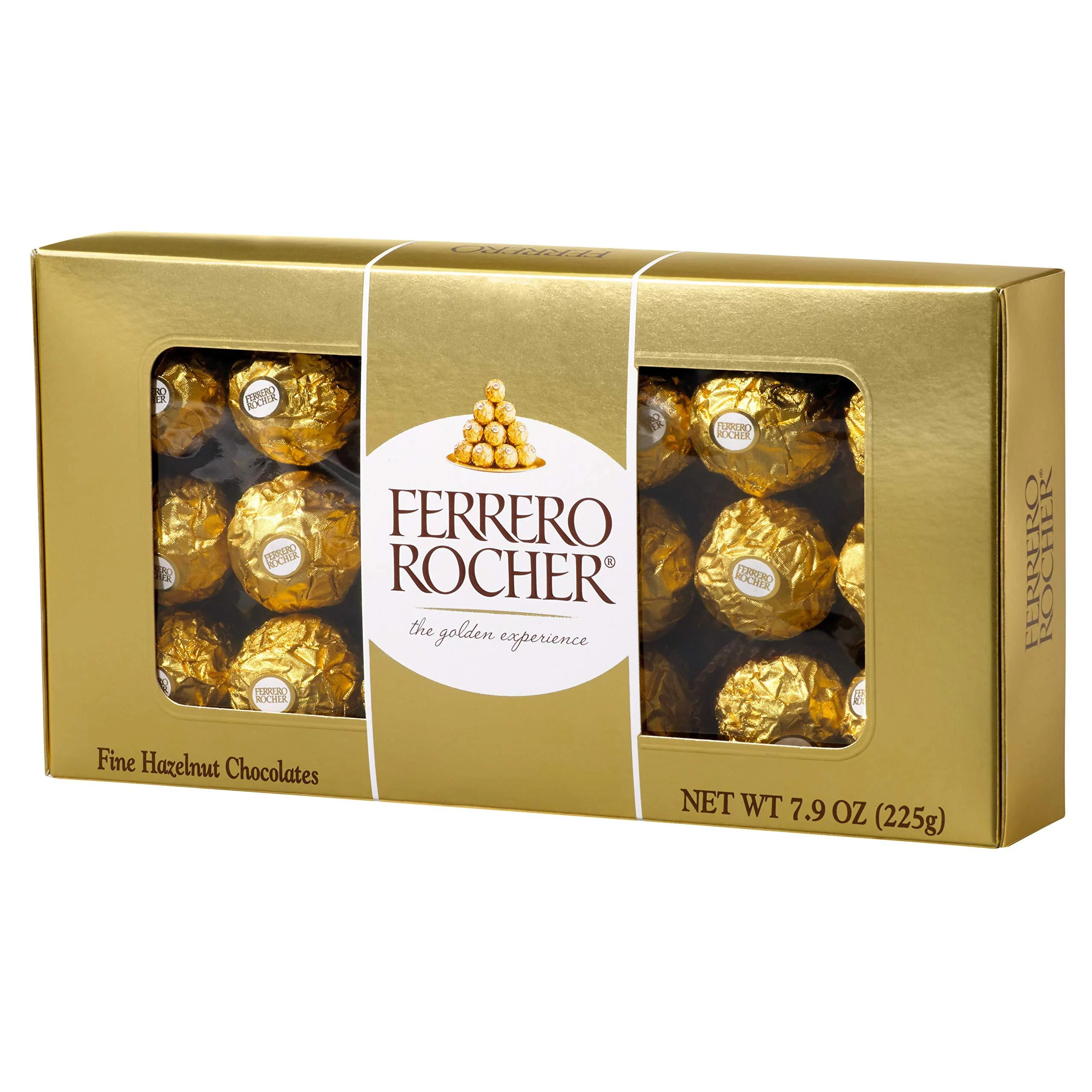 Ferrero Rocher Fine Hazelnut Milk Chocolate, 18 Count, Chocolate Christmas Candy Gift Box, 7.9 oz, Perfect Stocking Stuffers 7.9 Ounce (Pack of 18)