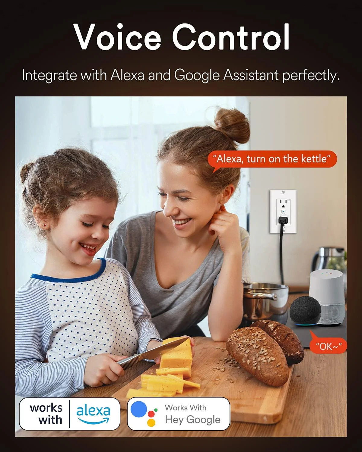 iLintek Standard Electrical Outlet, Smart in Wall Outlet Work with Alexa Google Home ETL FCC Certified 2.4G WiFi with Screws 1 Pack