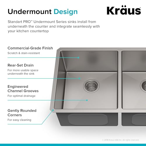 KRAUS Standart Pro 32 Inch 18-Gauge Stainless Steel Scullery Sink, 24 Gallon Freestanding Commercial Style Single Bowl Laundry & Utility Sink, KHS230-32