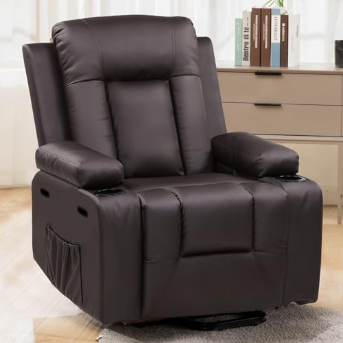COMHOMA Power Lift Recliner Chair for Elderly and Adults Electric PU Leather Recliners Electric Sofa Chair with Massage & Heat, Cup Holders, Side Pockets (Brown)