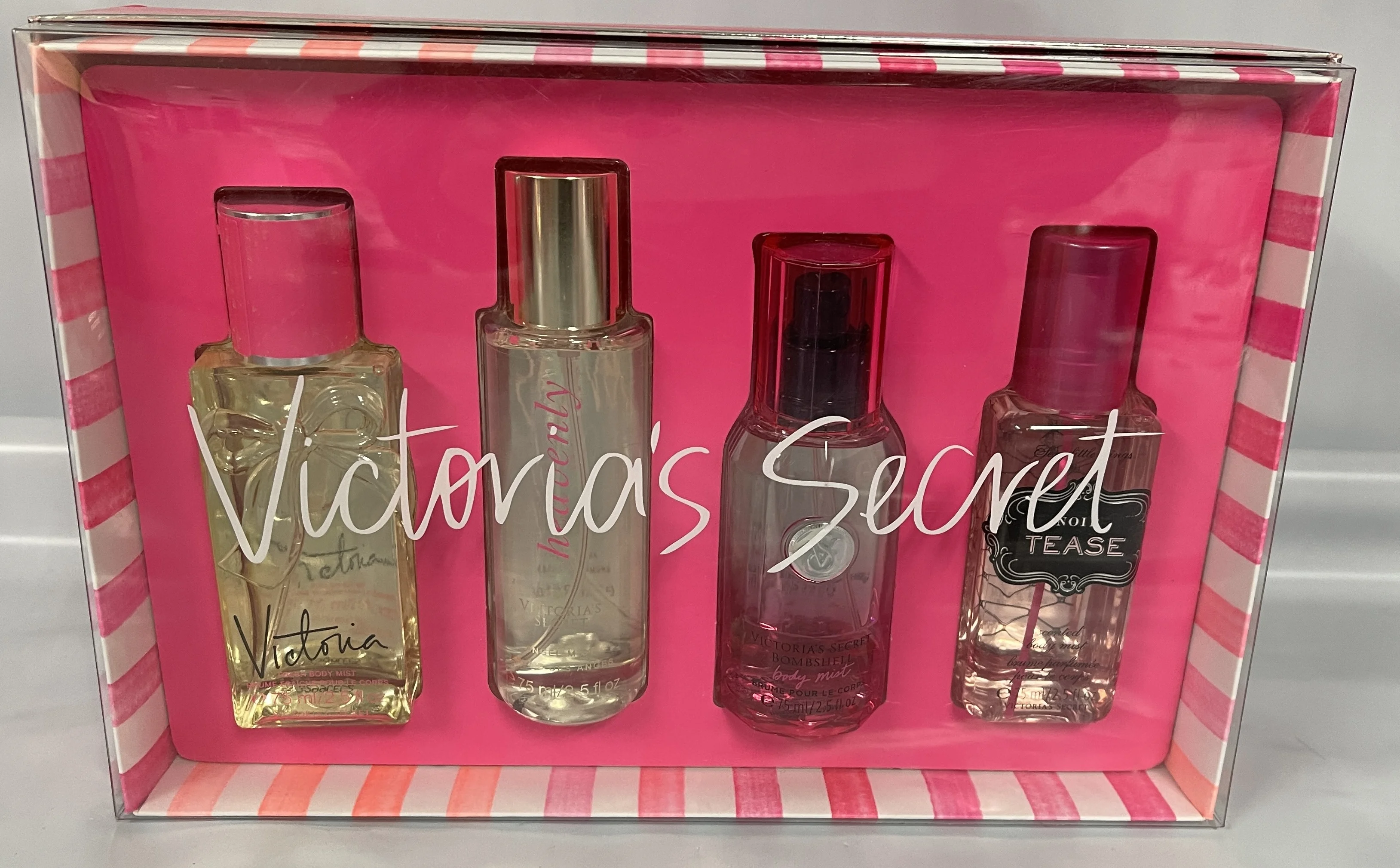 Victoria's Secret Fresh Body Mist Fragrance 4 Piece Gift Set Sexy Little Things Noir Tease, Victoria, Heavenly, Bombshell