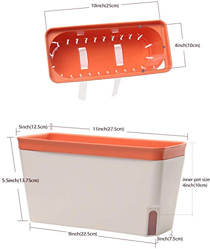 GardenBasix Self Watering Planter Pots Window Box for Indoor Plants Home Garden Modern Decorative Flower Pot for All House Herbs Succulents Set of 6 (6, Green)