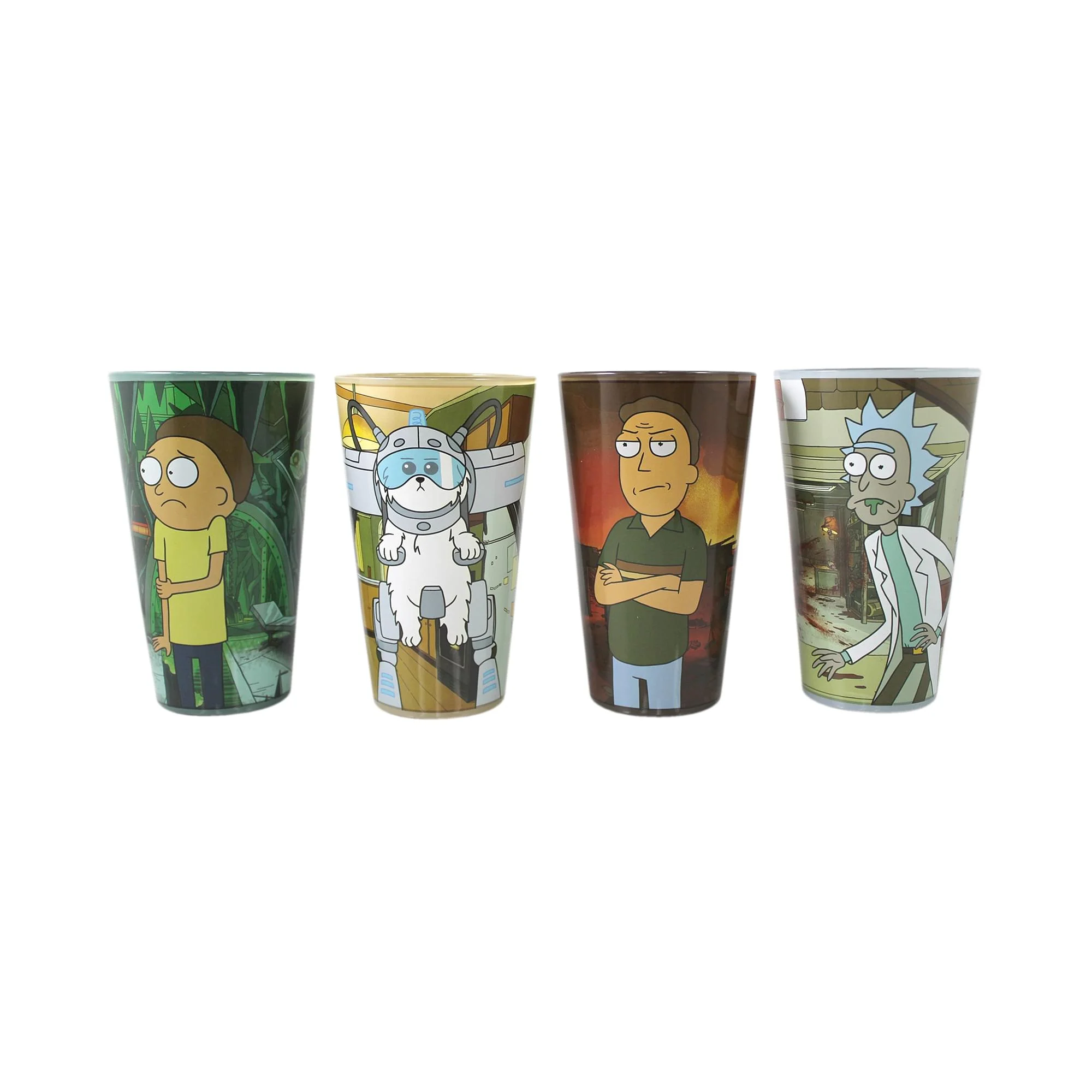 Official Licensed Rick and Morty Multicolored  Set of 4 Adult Swim Tumbler Glass, 16 oz