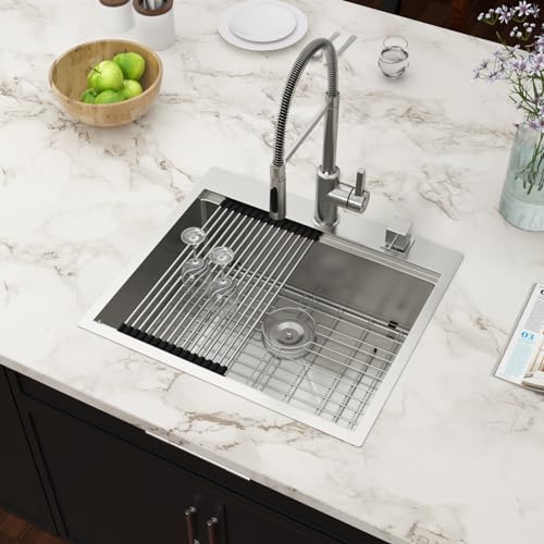 25 Inch Utility Laundry Sink Drop In 16 Gauge Stainless Steel Single Bowl Laundry Room Sink Laundry & Utility Room Kitchen Sinks 25