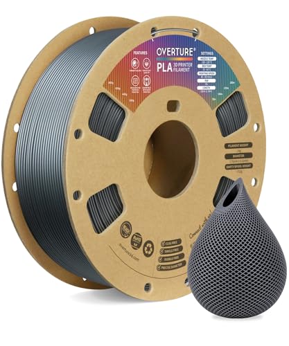 OVERTURE PLA Filament 1.75mm PLA 3D Printer Filament, 2kg Cardboard Spool (4.4lbs), Dimensional Accuracy +/- 0.02mm, Fit Most FDM Printer (Black 2-Pack)