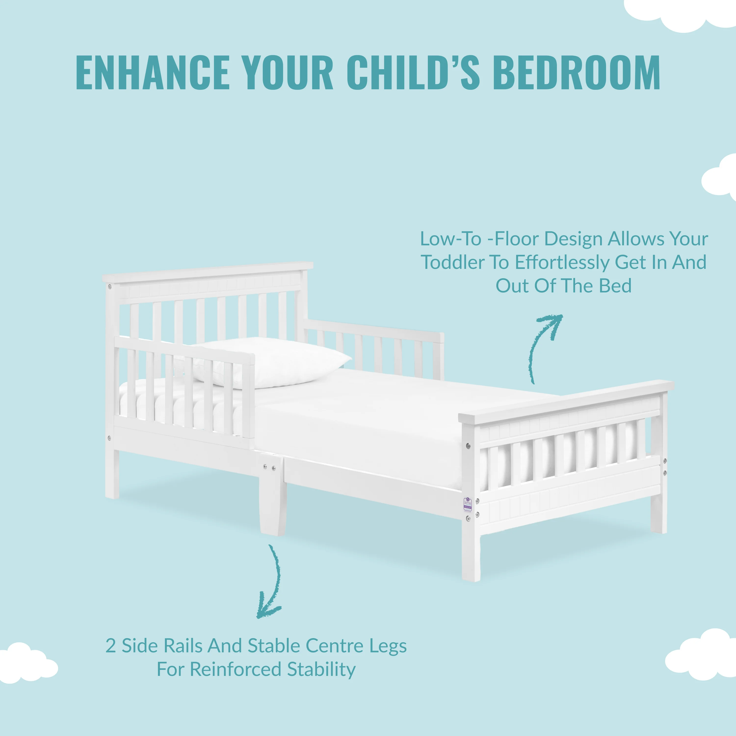 Dream On Me San-Fran Toddler Bed made with Sustainable New Zealand Pinewood, White
