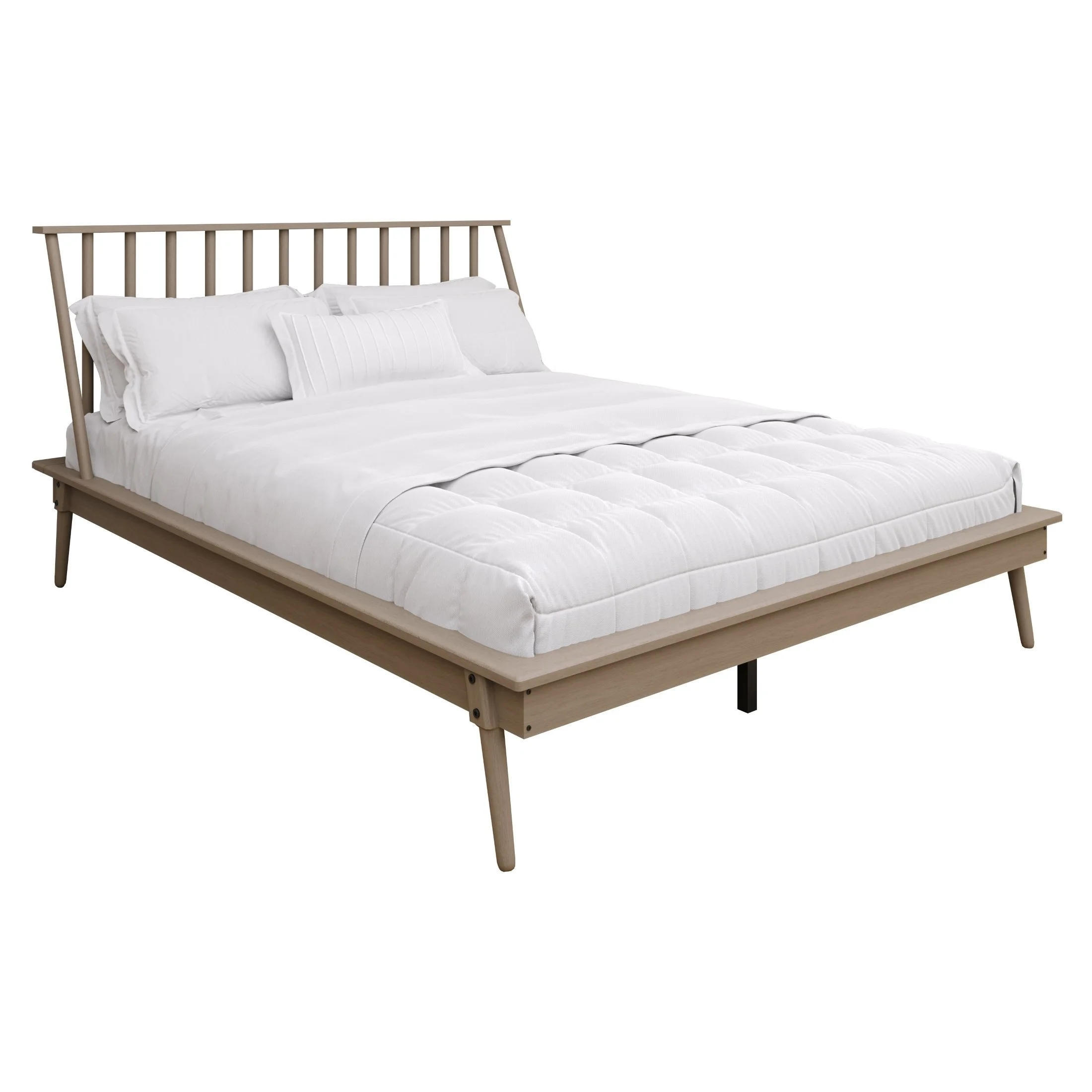 Castle Place Vintage Spindle Wooden Queen Platform Bed, Antique Grey