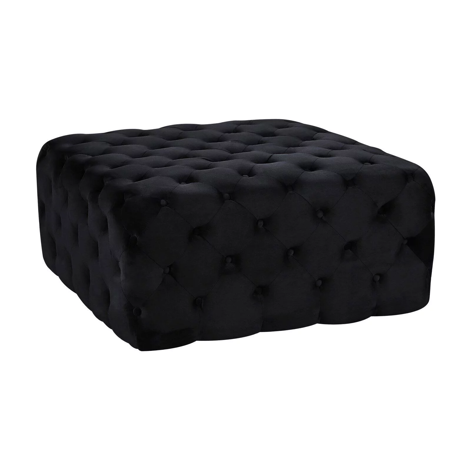 Meridian Furniture Ariel Button Tufted Black Velvet Ottoman and Bench