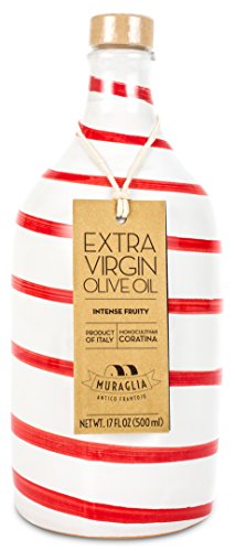 Antico Frantoio Muraglia | Premium Italian Extra Virgin Olive Oil | First Cold Pressed Gourmet EVOO | RAINBOW Arcobaleno Collectible Handmade Ceramic Bottle | 16.9 Fl.oz (500 ml)
