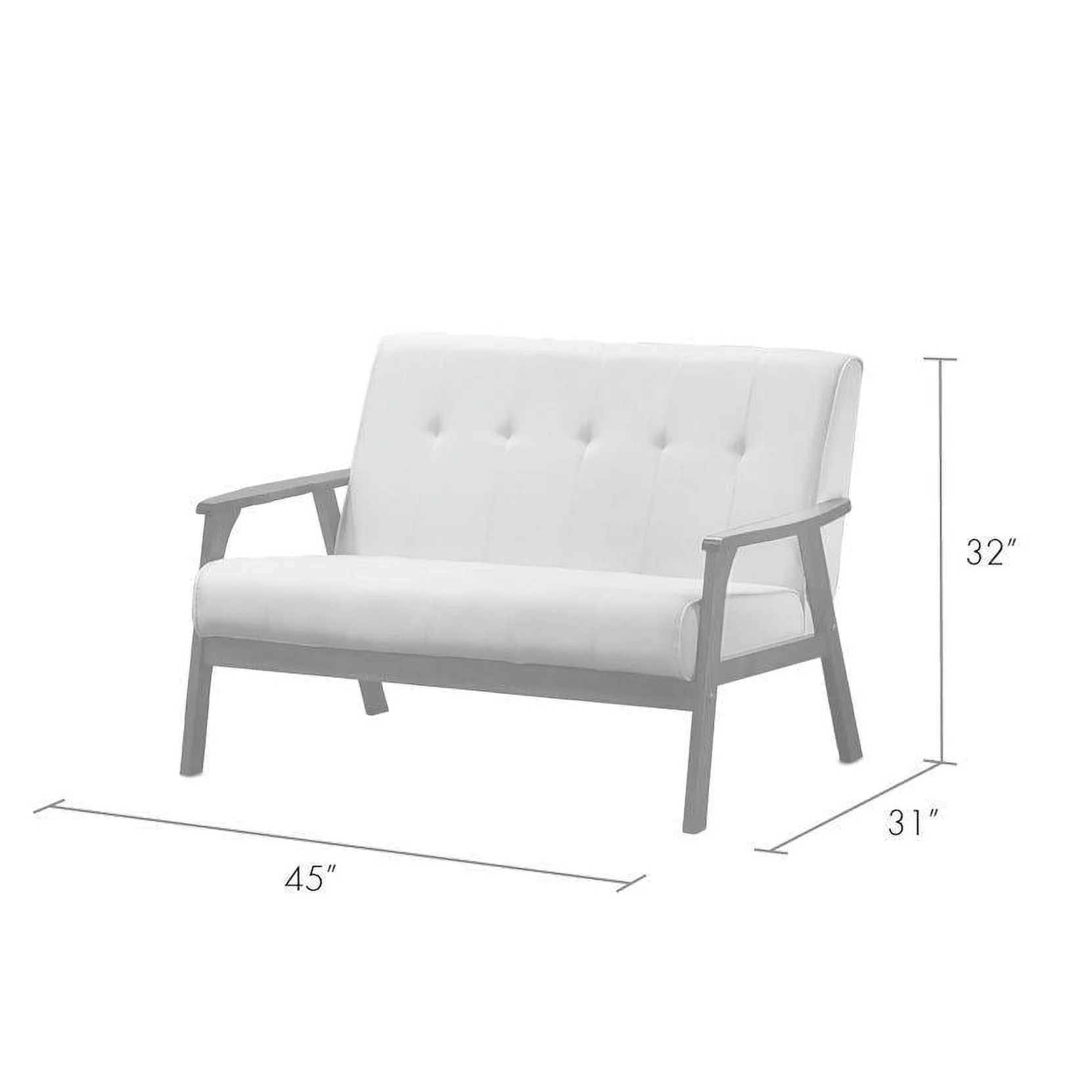 Uptown Modern Iven Mid Century Wood Arm 4pc Living Room Set, Grey