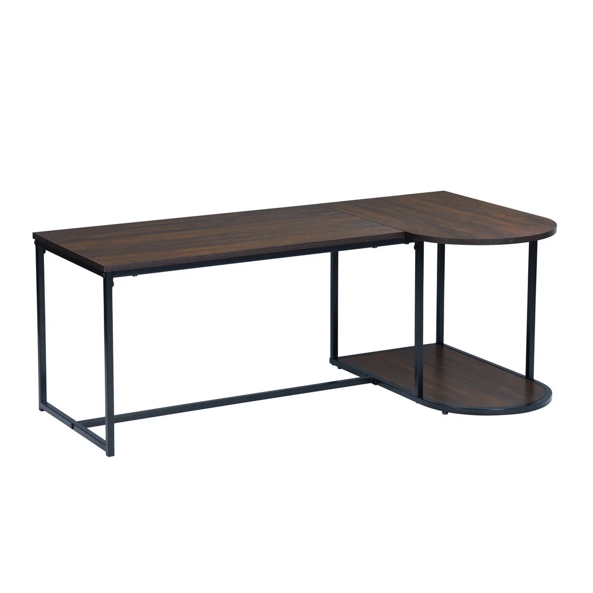HouseInBox 47.2'' Modern Industrial Style Rectangular Wood Grain Top Coffee Table with Metal Frame