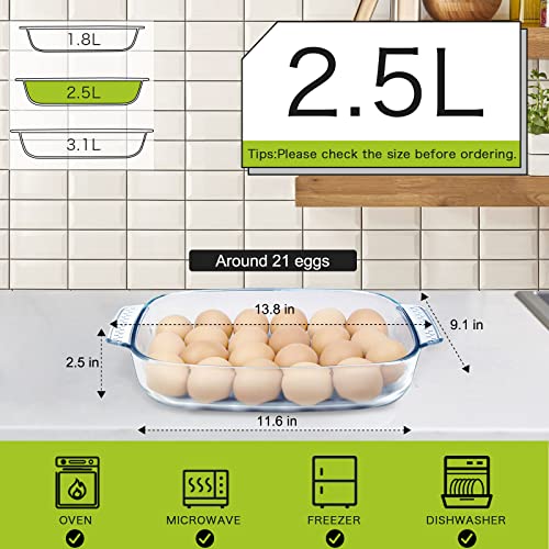Clear Glass Baking Dish for Oven, Oblong Casserole Dish Rectangular Baking Pan Glass Bakeware,1 Piece (2.5 Quart)