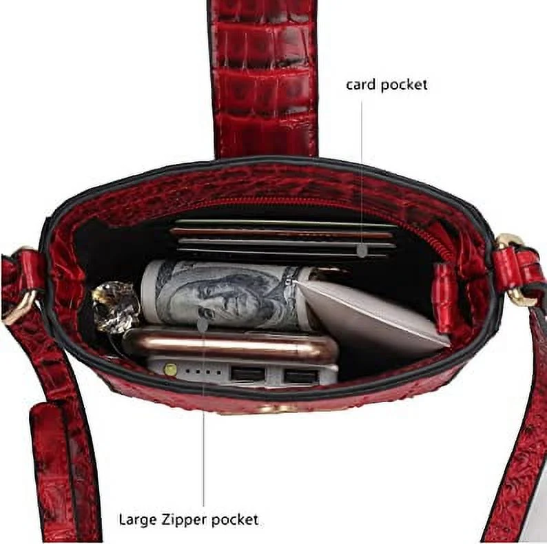 Avery Faux Crocodile Embossed Vegan Leather Womens Crossbody Bag by Mia K