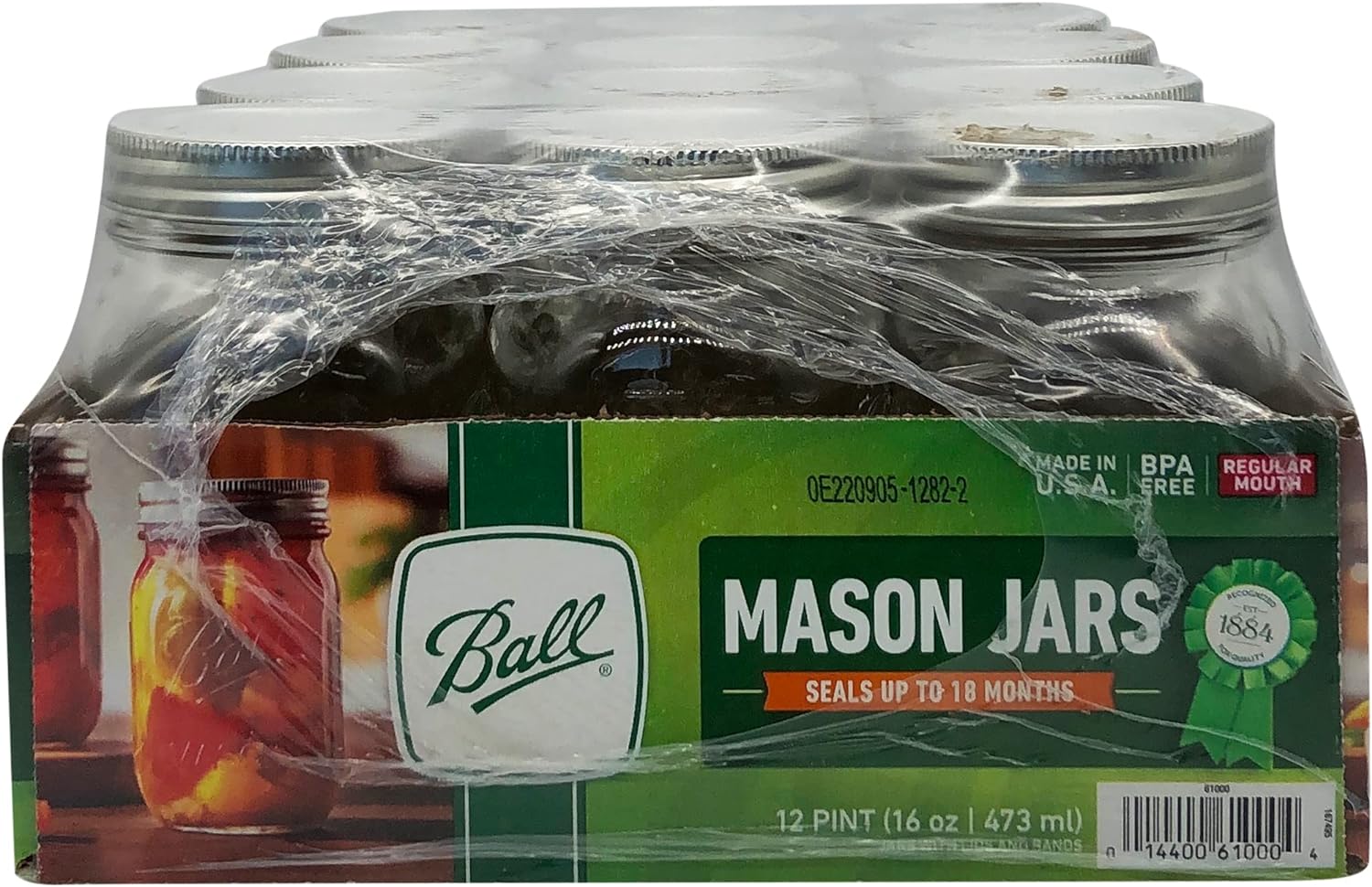 Ball Pint Jar, Regular Mouth, Set of 12, (16 oz)