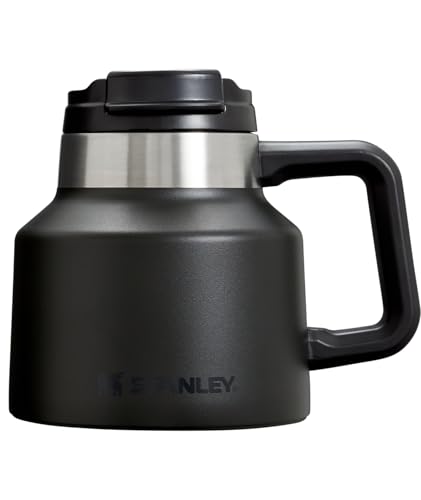 Stanley Tough-To-Tip Admiral's Mug 20 oz | Twist-on Flip Open Lid | Wide Body with Non-Skid Rubber Base | Insulated Stainless Steel Coffee Cup | BPA-Free | Hammertone Green