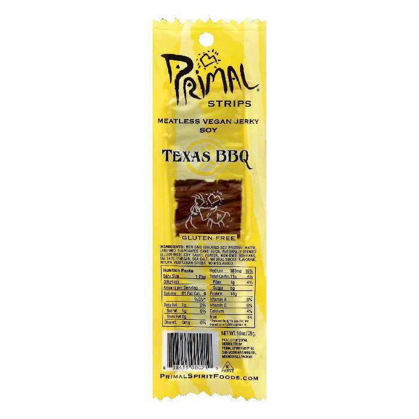 Primal Texas BBQ Soy Vegan Meatless Jerky Strips, 1 OZ (Pack of 24)