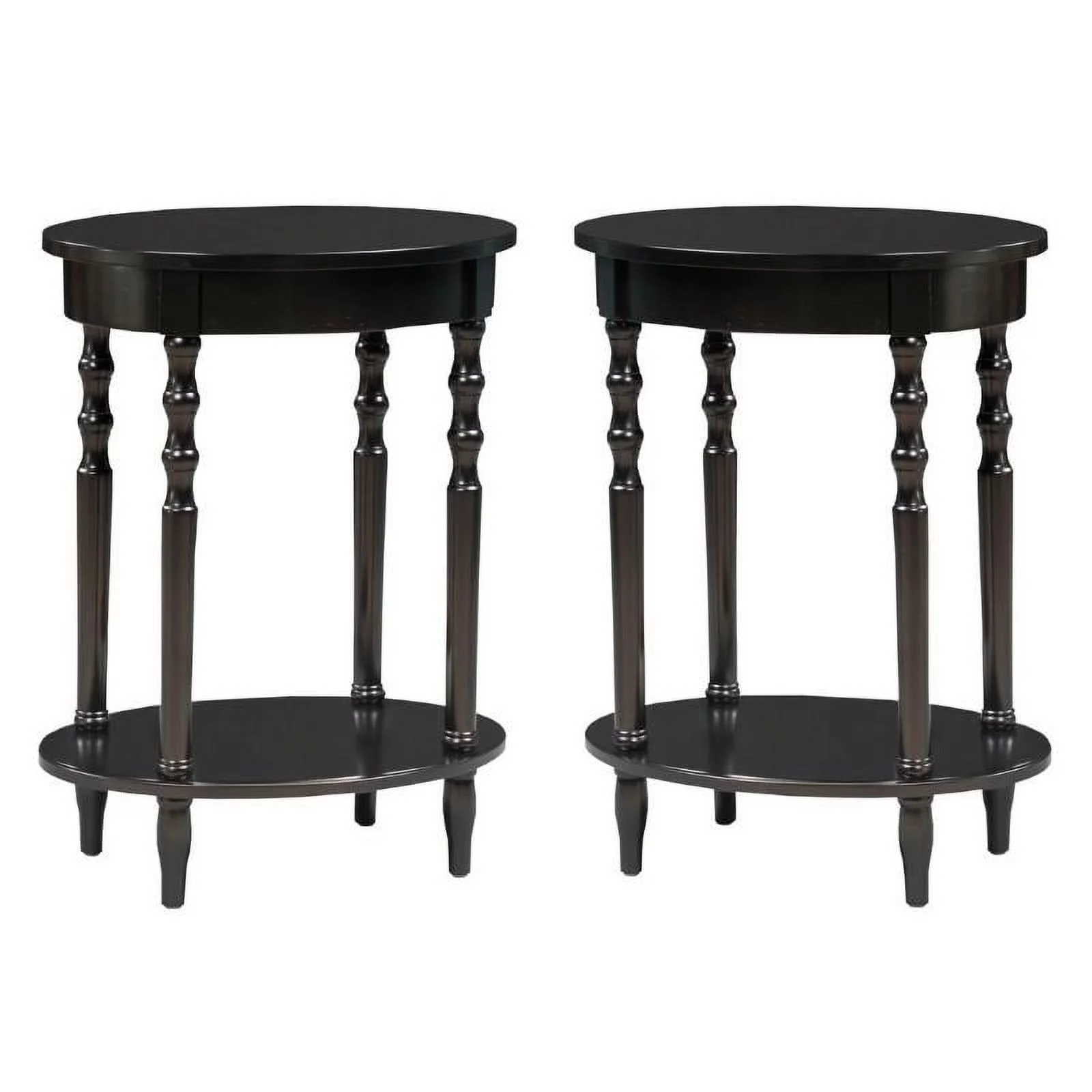 Home Square Accents Brandi Oval End Table in Black - Set of 2