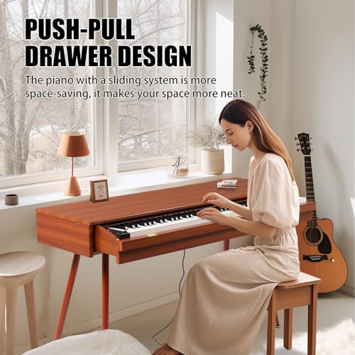 Ktaxon Weighted Digital Piano 88 Keys Home Electric Keyboard Desk & Vanity Desk Piano with Acoustic Piano Sound, 3-Pedal Unit, Headphone Bluetooth Connection (Natural)