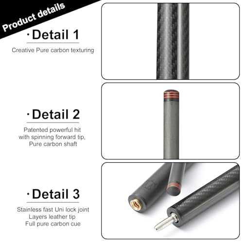 CROWN ME Carbon Fiber Break Pool Cue Stick 20OZ Weight, 13mm Tip Break Carbon Fiber cue, 58