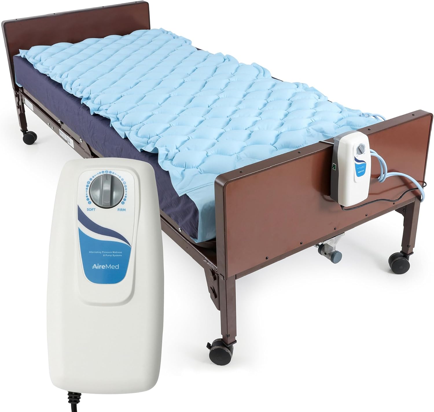 Alternating Air Pressure Mattress Pad with Quiet Electric Pump System - Premium Hospital Bed Mattress Topper for Bed Sore Prevention - Medical Bed Sore Cushions for Butt & Back