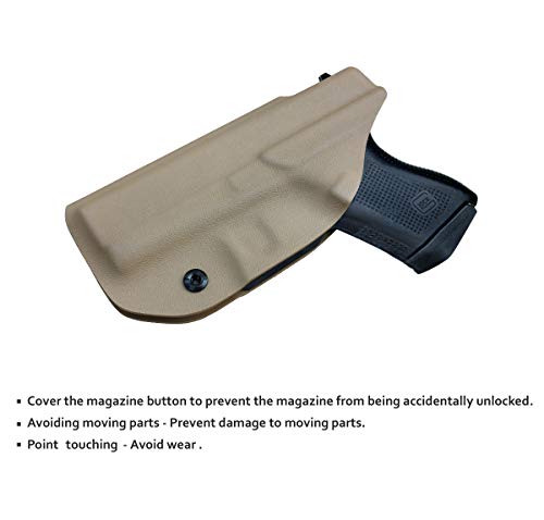 POLE.CRAFT IWB Kydex Holster Custom Fits: Glock 43 / Glock 43X - Inside Waistband Carry Holster - Adj. Cant Retention - Cover Mag-Button - No Wear - No Jitter