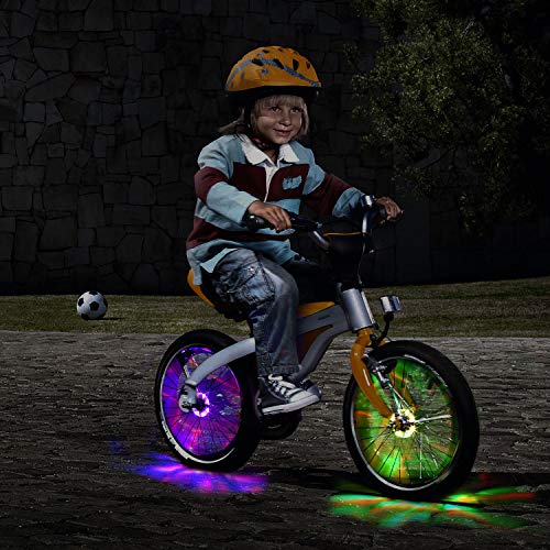 TINANA Rechargeable Bike Wheel Hub Lights Waterproof LED Cycling Spoke Lights 7 Color Bicycle Safety Warning Decoration Light for Kids and Adults Night Riding