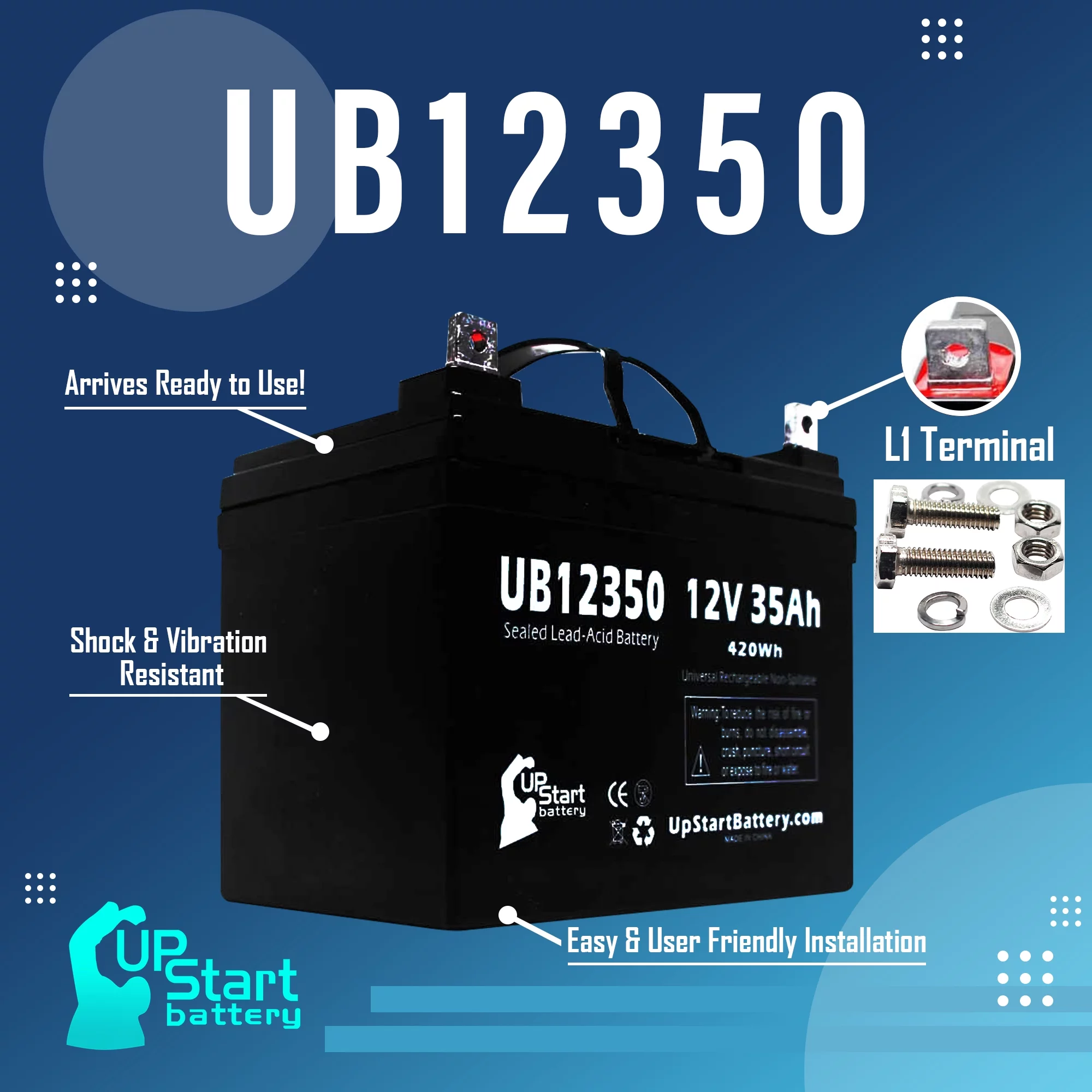 3x Pack - Compatible Suntech Regent3&4(newseries) Battery - Replacement UB12350 Universal Sealed Lead Acid Battery (12V, 35Ah, 35000mAh, L1 Terminal, AGM, SLA)