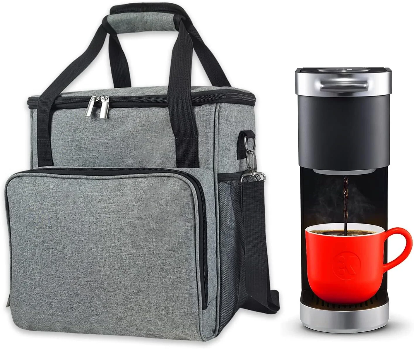Coffee Maker Carrying Bag, Compatible with Keurig K-Mini or K-Mini Plus Coffee Machines and Other Accessories, Storage Tote Bag Single Serve Coffee Brewer, Travel Case with Shoulder Strap(Bag Only)
