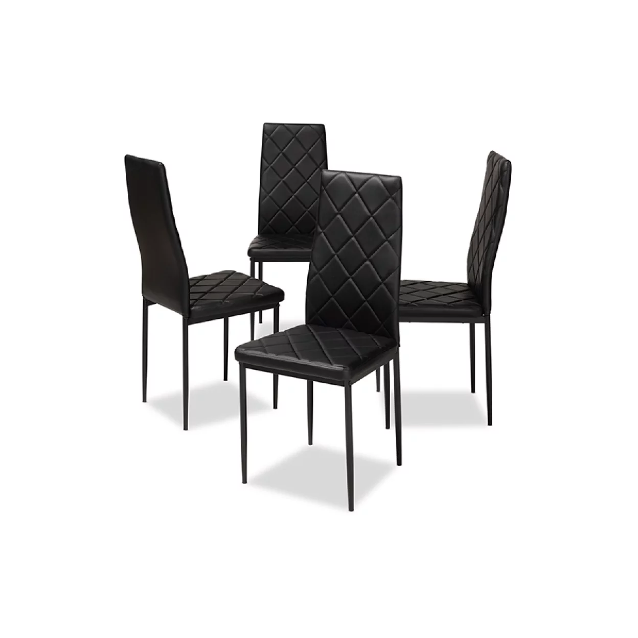 Baxton Studio Blaise Modern and Contemporary Black Faux Leather Upholstered Dining Chair (Set of 4)