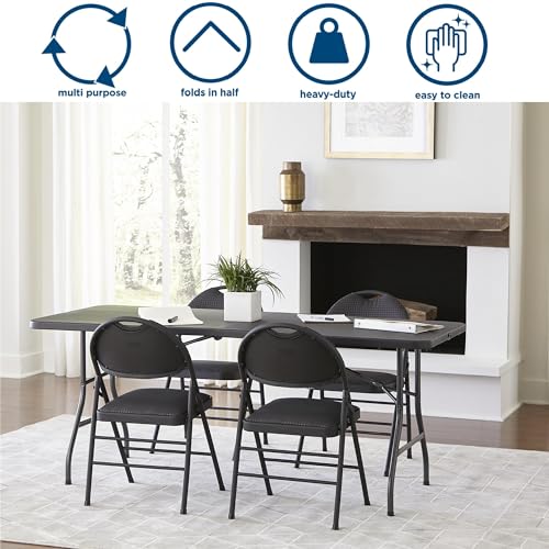 COSCO Molded Folding Banquet Table w/Handle, 6ft, Black