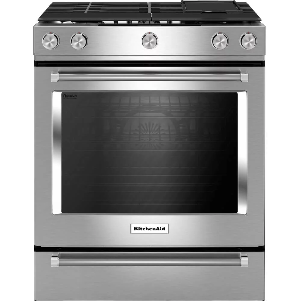 KitchenAid KSDB900ESS 7.1 Cu. Ft. 5 Burner Dual Fuel Slide-in Range