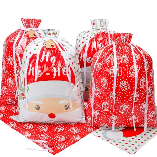 40pcs Drawstrings Christmas Gift Bags Assorted Sizes, Christmas Bags for Gifts Wrapping, Holiday Presents