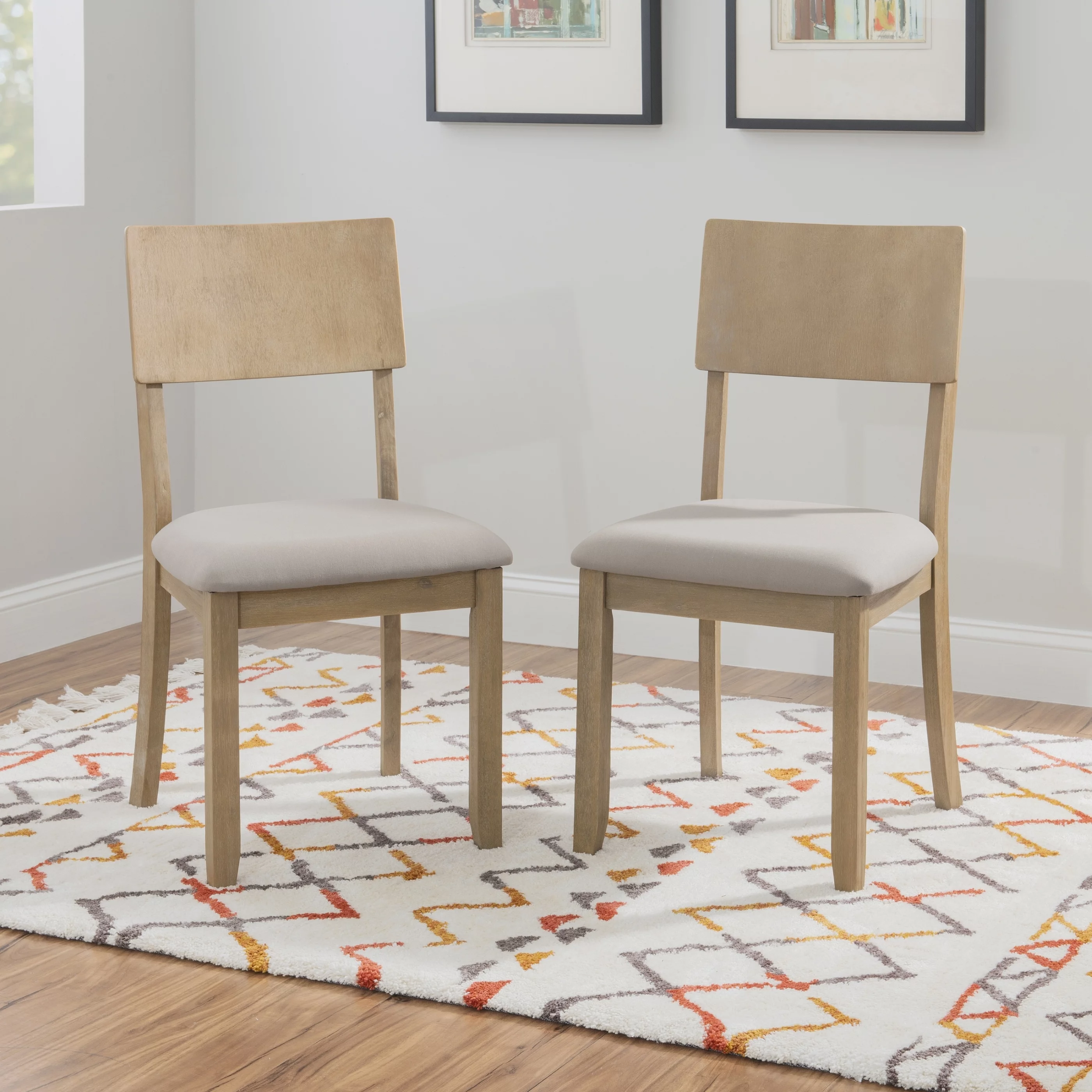 Linon Jamil Upholstered Dining Chair, Set of 2, Gray Wash