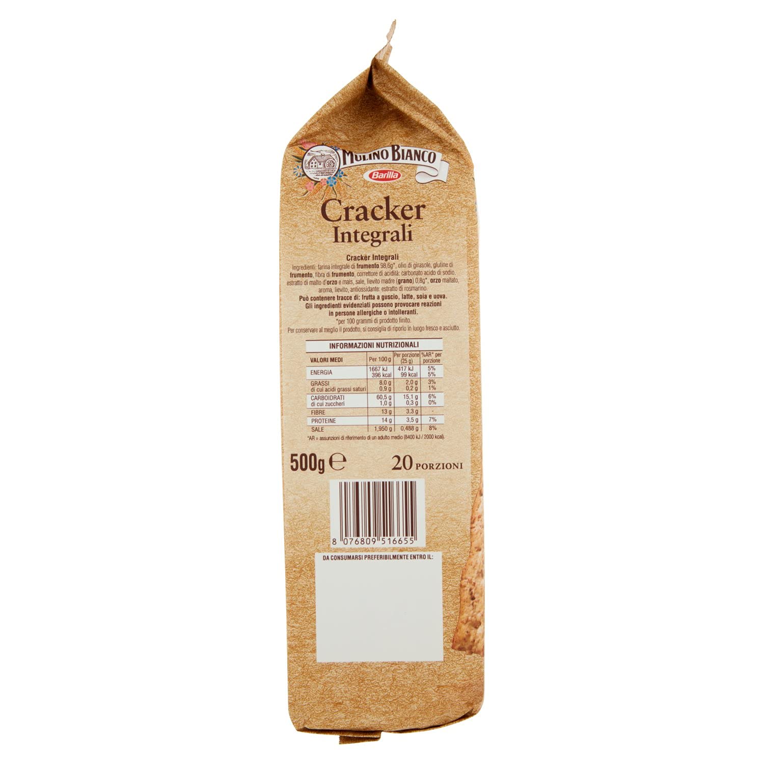 Whole Wheat Italian Crackers by Mulino Bianco - 17.63 oz
