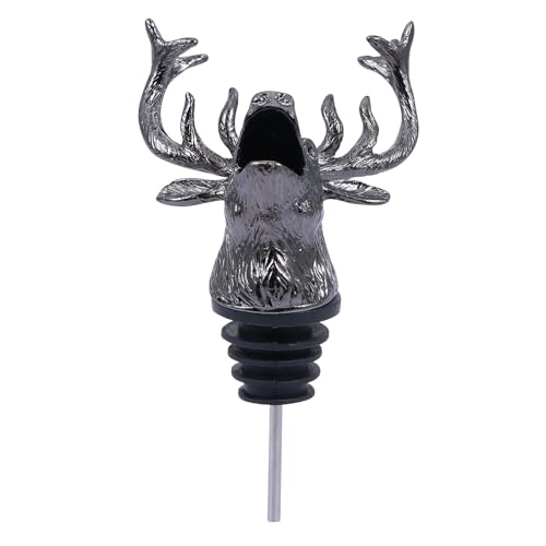 Happyyami 1Pc Creative Elk Head Wine Pourer Decorative Bottle Stopper Premium Design Smooth Pouring Unique Retro Style for Wine Lovers and Bartenders