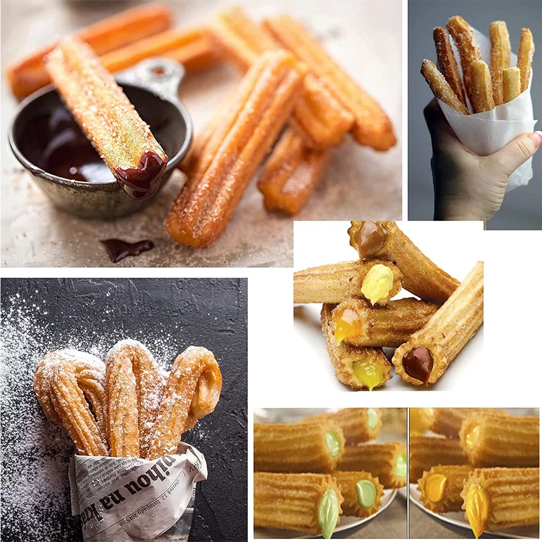 INTBUYING 5L Electric Churro Making Machine Churro Twisted Stick Maker with 6L Electric Deep Fryer
